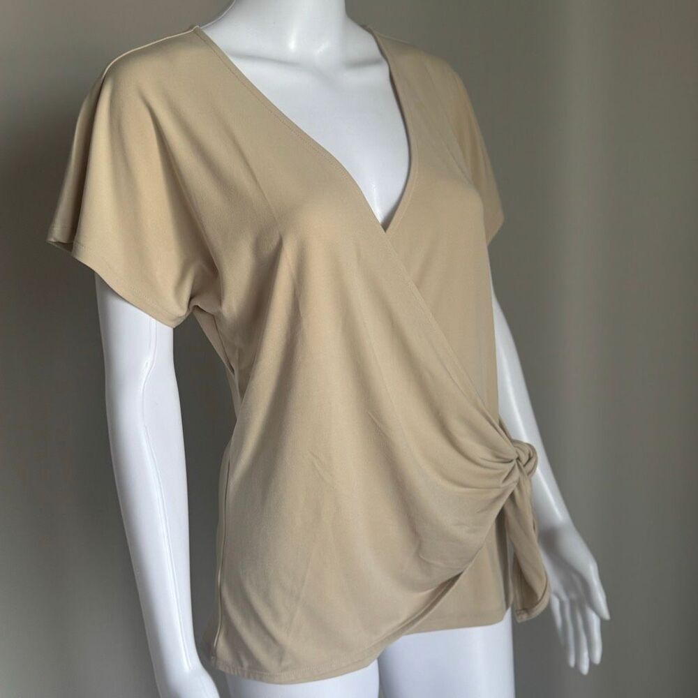 Ann Taylor Side Tie Short Sleeve Wrap Blouse - Picture 2 of 5